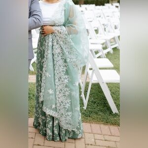 The saree room set - skirt + dupatta + Zara top as blouse